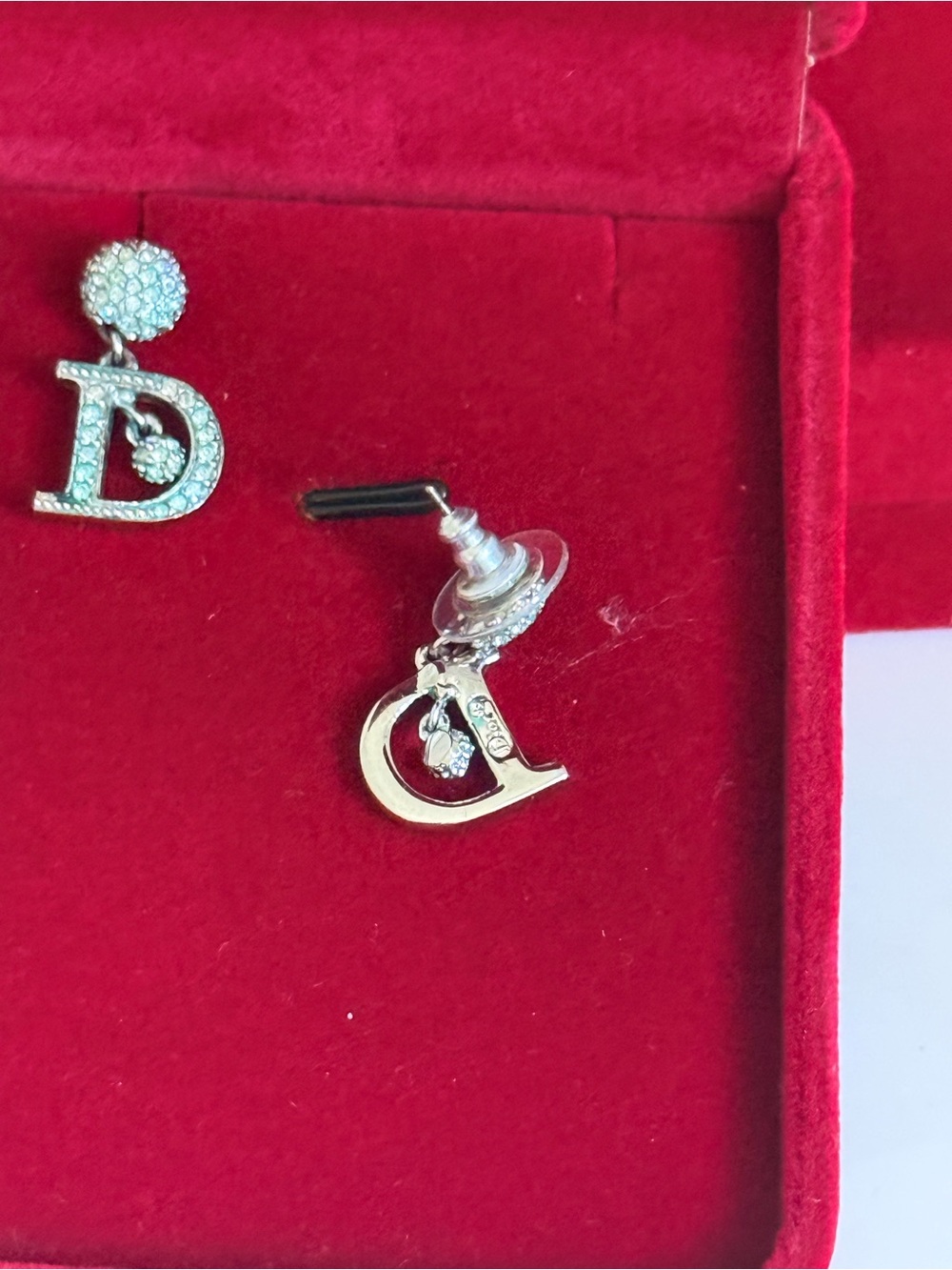 Dior Silver Crystal 'D' Drop Earrings 💫 - Picture 8 of 8